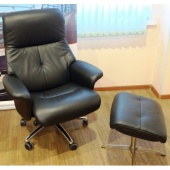  Relax Boss кресло-реклайнер на колесной базе Кожа черная